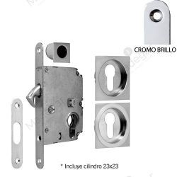 Kit cerradura C/Cilindro C/Boca NEROC-Yale en Cromo Brillo. DIVALFER
