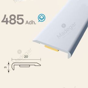 Perfil Angulo 20x3mm 485 ALUM. 03  Adh. Aluminio Plata Tira de 2700mm