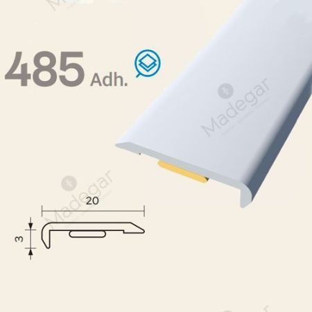 Perfil Angulo 20x3mm 485 ALUM. 03  Adh. Aluminio Plata Tira de 2700mm