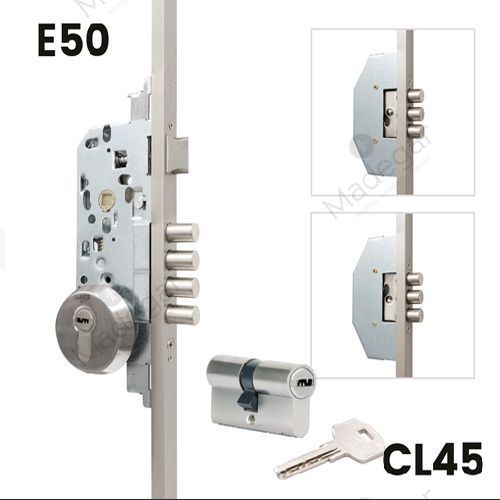 Cerradura Seguridad I-23 / 3 puntos 50/CL45 S/CIL Escudo Abierto en Níquel Satinado. INTHER