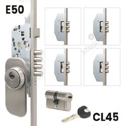 Cerradura Seguridad I-23 / 5 puntos 50/CL45 S/CIL Escudo Cerrado en Níquel Satinado. INTHER