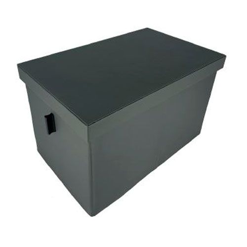 Caja Cuero con Tapa 250x400x240mm Antracita. ADINOR