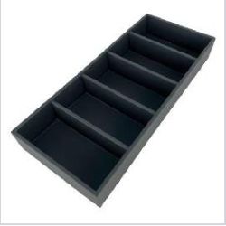 Caja Cuero 5 compartimentos 358x155x50mm Antracita. ADINOR