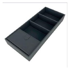 Caja Cuero 4 compartimentos (1 con tapa) 358x155x50mm Antracita. ADINOR