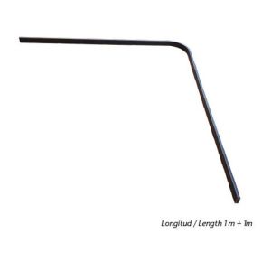 Tubo Barra de colgar rectangular con goma curvada 1M+1M Antracita. ADINOR