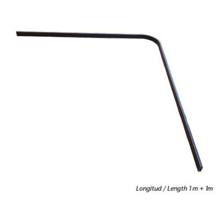 Tubo Barra de colgar rectangular con goma curvada 1M+1M Antracita. ADINOR