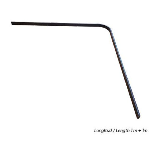 Tubo Barra de colgar rectangular con goma curvada 1M+1M Antracita. ADINOR