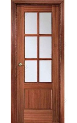 Puerta interior clásica madera Plafonada, maciza 2 Cuadros 6V, sapelly natural. Castalla