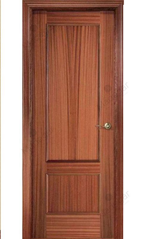 Puerta interior clásica madera Plafonada, maciza 2 Cuadros, sapelly natural. Castalla