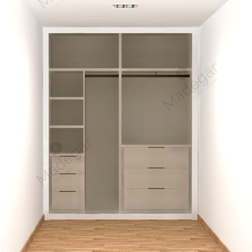 Interior armario I01171 Style 2 Módulos, acabado melamina Cuero Gris Angora Tepee