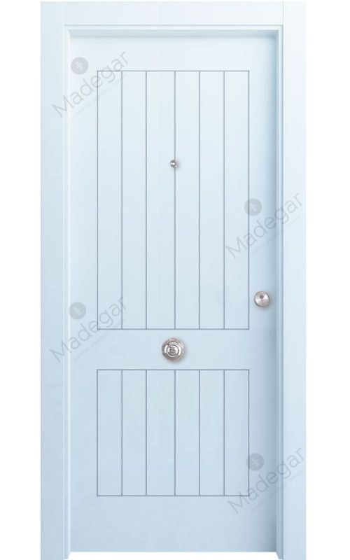 Puerta entrada seguridad madera blindada Innova Oza 5 - blanco. Madegar