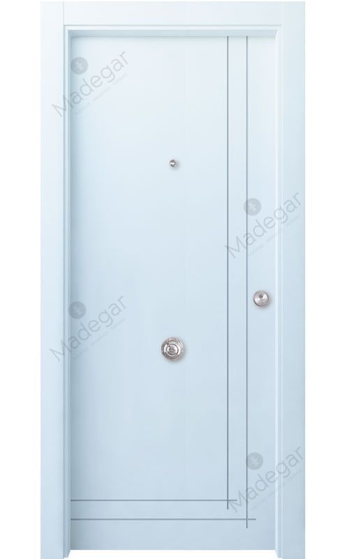 Puerta entrada seguridad madera blindada Innova Valsaín 8C - blanco. Madegar