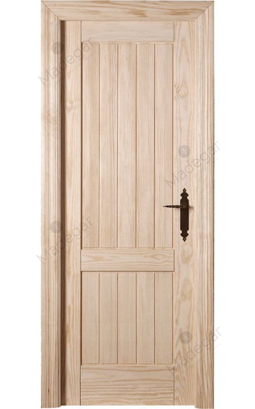 Puerta interior clásica madera Plafonada, maciza Provenzal 6V, sapelly  natural. Castalla